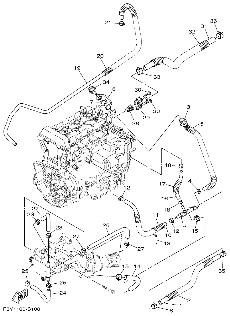 Yamaha EX1050B-S(F3Y36GAB6GA2 EXHAUST 2 parts diagram